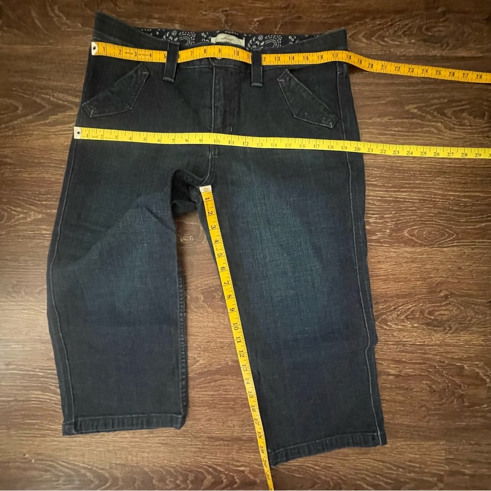 Levi's Red Tab Dark Blue Denim Wide Leg Cropped Capri Jeans Women’s Size 14 - Picture 9 of 12